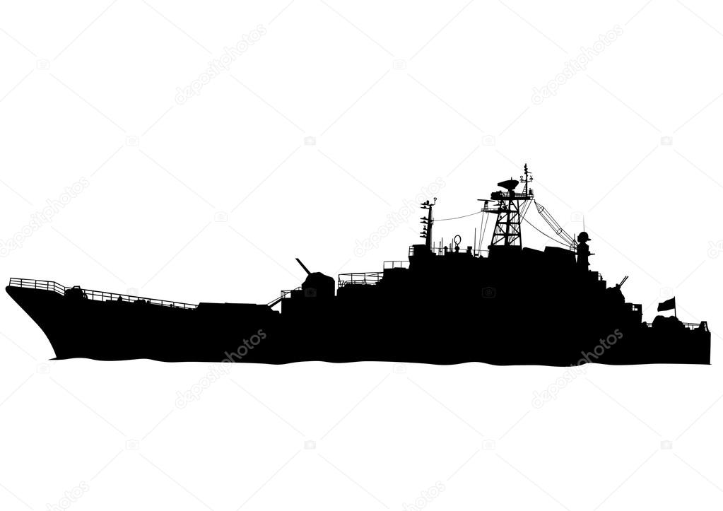 War ship on white background