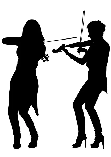 Chica con violín — Vector de stock