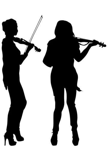 Chicas con violín — Vector de stock