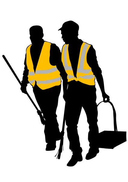 Cleaning people on white — Stock Vector