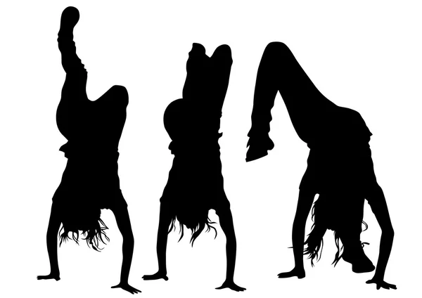 Las mujeres de gimnasia en un blanco — Vector de stock