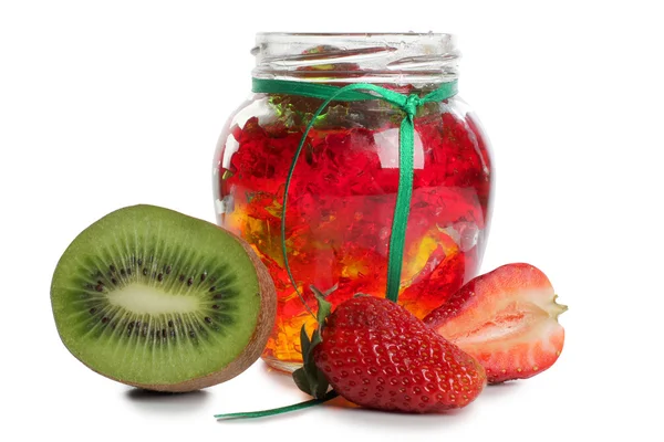 Engarrafamento de frutas em branco — Fotografia de Stock