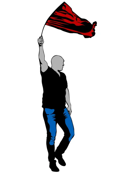 Jeune homme whit flag — Image vectorielle