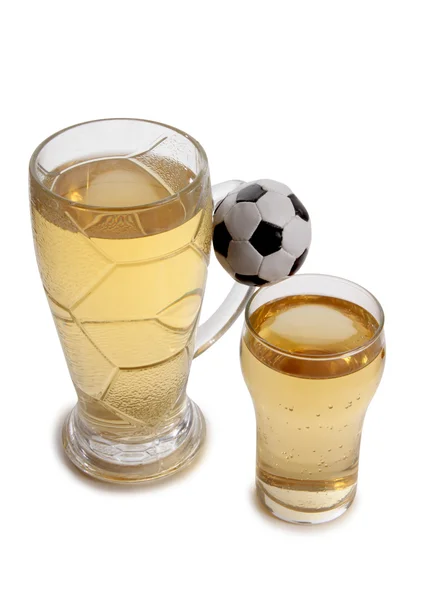 Beer cups and ball — Stock Photo, Image