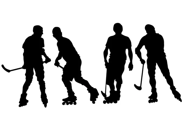 Players in roller hockey — Stock Vector