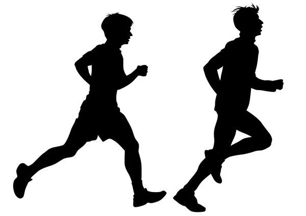 Courir des hommes de sport sur blanc — Image vectorielle