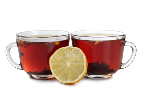 Tea whit lemon on white — Stock Photo, Image