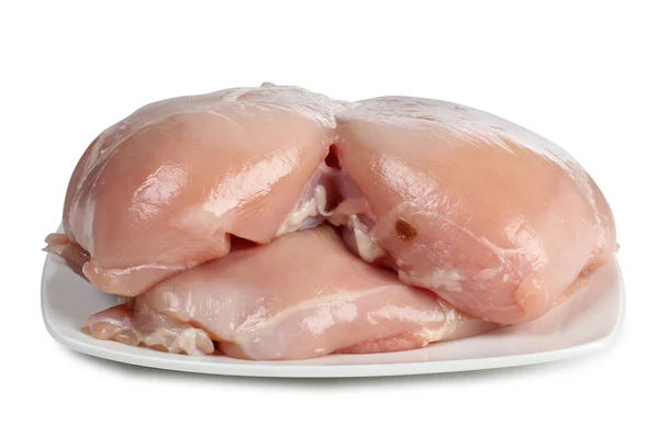 Carne de pollo en plato blanco — Foto de Stock