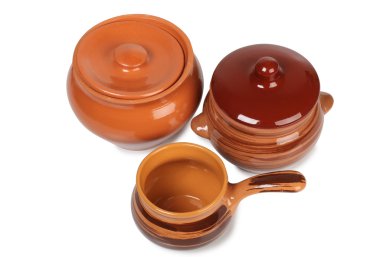 Seramik kahverengi eski tencere