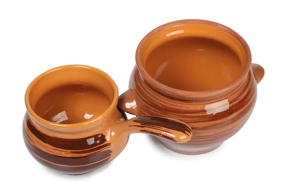 Ceramic brown retro pots — Stock Photo, Image