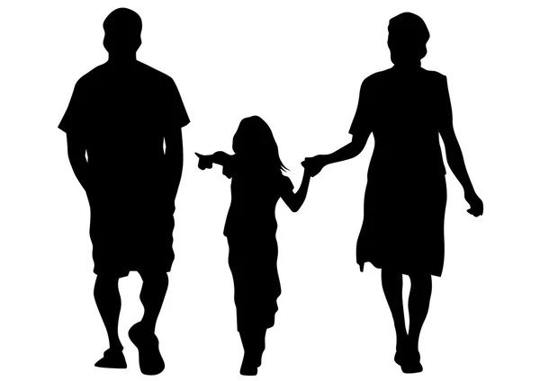 Familjer folk går på vit — Stock vektor