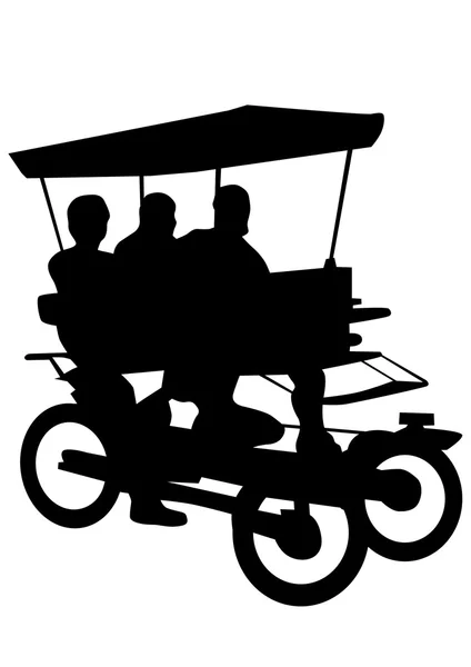 Rickshaw whit personas en blanco — Vector de stock