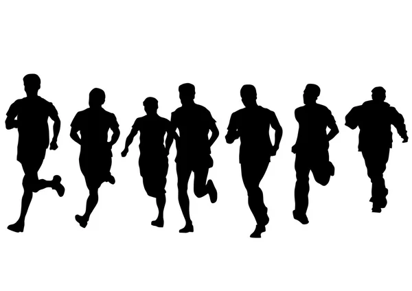 Running people on white — Stock Vector