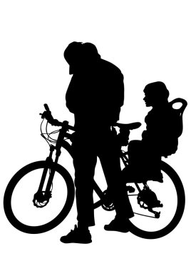 Bisikletçi aile beyaz