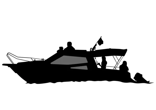 Nave en agua sobre blanco — Vector de stock