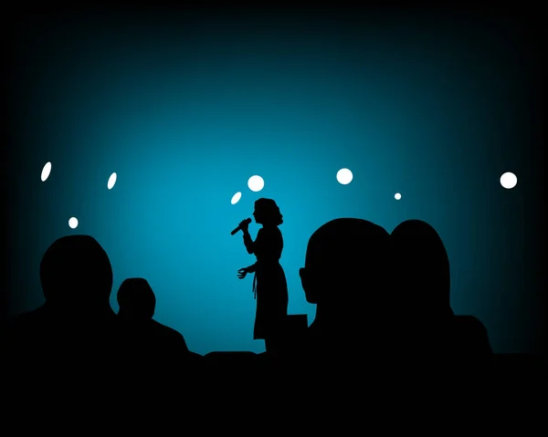 Spectateurs Boîte Nuit Devant Écran Silhouettes Personnes — Image vectorielle