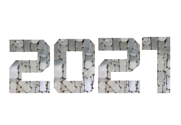 Keresteden Yeni Yılın Dekoratif Sayıları Beyaz Arkaplanda Izole Nesneler — Stok fotoğraf