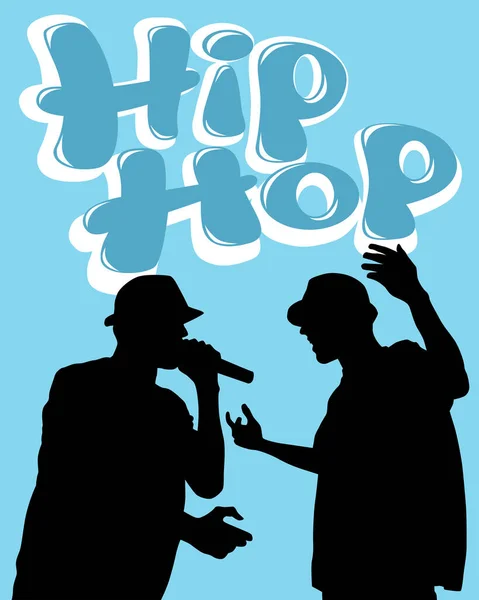 Jeune Homme Avec Micro Lit Rap Image Stylisée Sur Thème — Image vectorielle