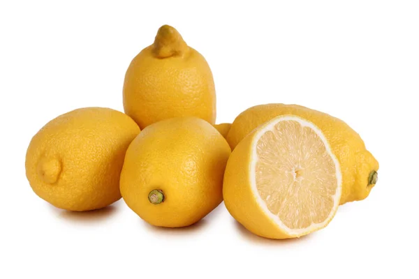 Zralé Žlutý Citron Izolované Bílém Pozadí — Stock fotografie