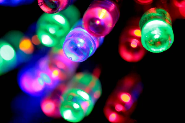 Luzes Coloridas Manchas Fundo Preto — Fotografia de Stock