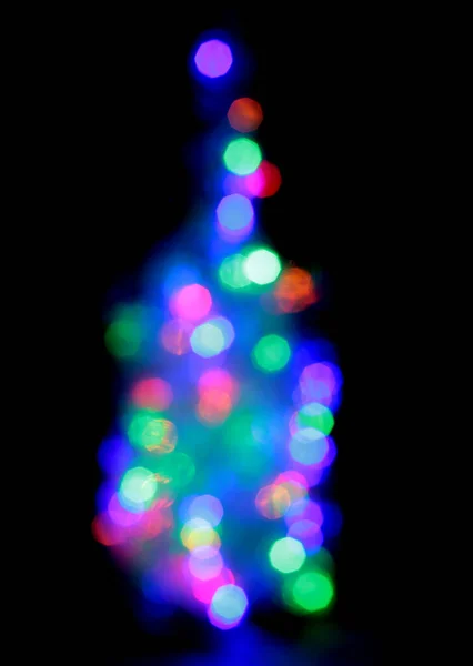 Glass Goblets Bottles Christmas Electric Garlands Dark Background — Stock Photo, Image