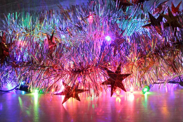 Branch Christmas Tree Light Lamps Electric Garland — Stock Photo, Image