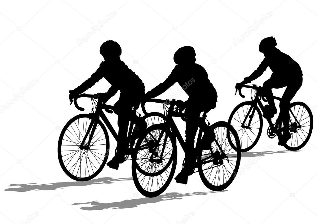 Cyclists group kids