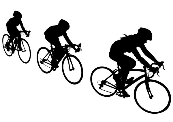 Велогонщики на белом
