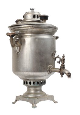 Beyaz arkaplanda Samovar