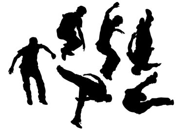 Parkour adam beyaz arka plan üzerinde