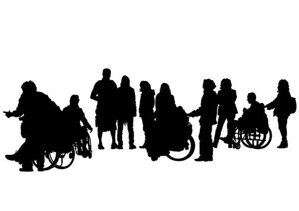 Cadeiras de rodas pessoas em um fundo branco — Vetor de Stock
