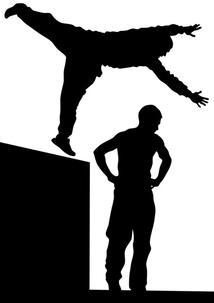 Parkour people on white background — Stock Vector