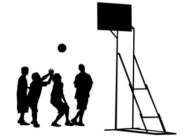 Beyaz arka plan üzerinde basketbol insanlar