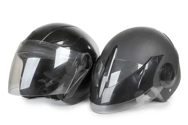 Casco nero su sfondo bianco — Foto Stock