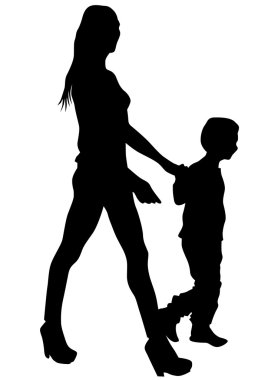 Anne ve oğlu beyaz arka plan üzerinde