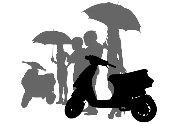 Beyaz arkaplanda scooter — Stok Vektör
