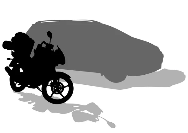 Bil og cykel på hvid baggrund – Stock-vektor