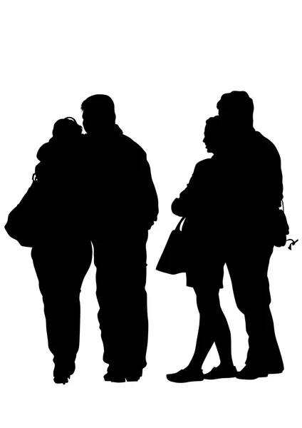 Two couples on white background — Stock Vector