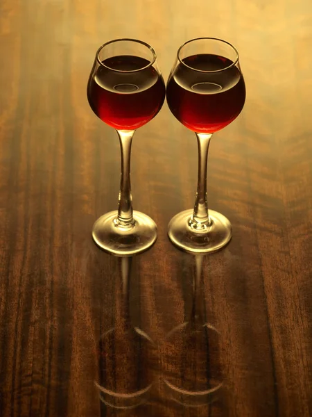 Two wine glass on table — Stock Photo, Image