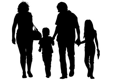 Beyaz arka plan üzerinde büyük aileler