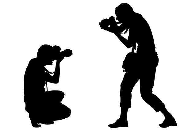 Fotógrafos hombre y mujer — Archivo Imágenes Vectoriales