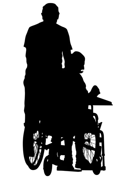 Wózku inwalidzkim mężczyzna na białym tle — Wektor stockowy