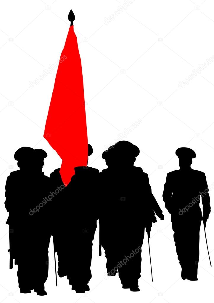 Soldier whit flag on white background