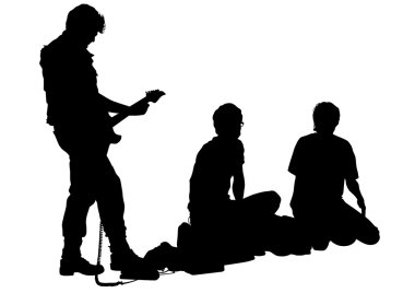 Gitarist grup beyaz arka plan üzerinde