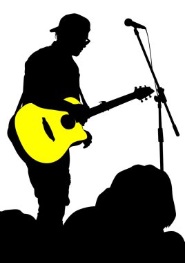 Beyaz arka plan üzerinde gitarist