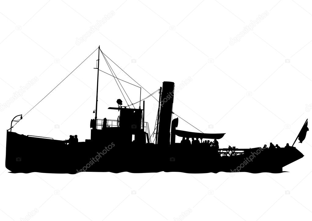 Retro boat on white background