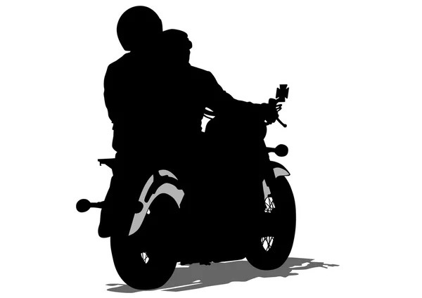 Motociclistas parejas sobre fondo blanco — Vector de stock