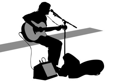 Gitarist adam beyaz arka plan üzerinde