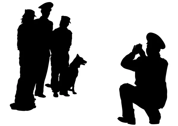 Polícia e cão no fundo branco — Vetor de Stock