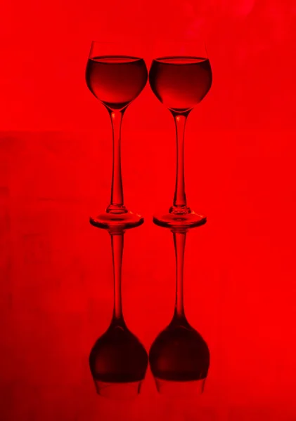 Red wine glass reflection — Stock Photo, Image